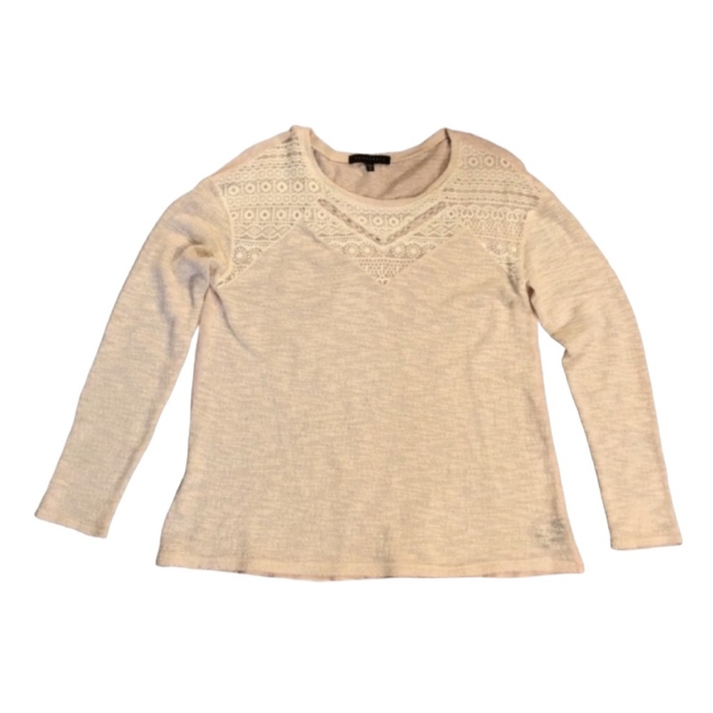 Sanctuary Knit Top Long Sleeve Embroidered Lace Linen Blend Casual Soft Girl M